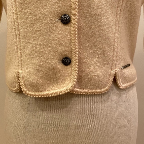 Geiger Womens Knit Cream Knit Blazer / Jacket w Crew Neck and Silver Buttons /S - Picture 6 of 16